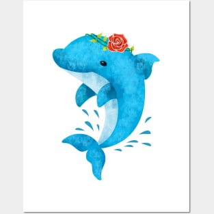 Cute Dolphin Jumping - Cute animal cartoon Posters and Art